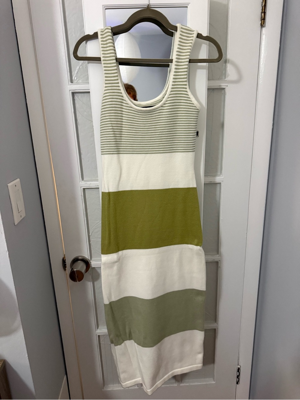 Lulu's Olive and White Striped Maxi Tank Dress